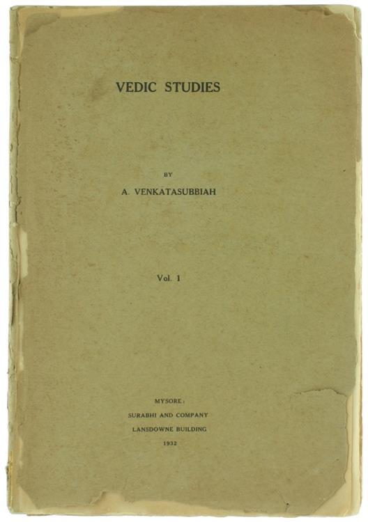 Vedic Studies. Volume I - A. Venkatasubbiah - copertina
