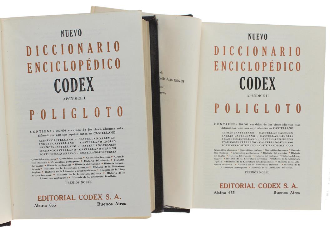 Nuevo Diccionario Enciclopedico Codex. Apendice i Y II: Poligloto