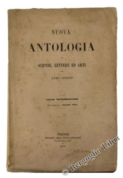 Nuova Antologia di Lettere, Scienze ed Arti. Anno Ottavo - Volume 22, Fascicolo 1 - copertina