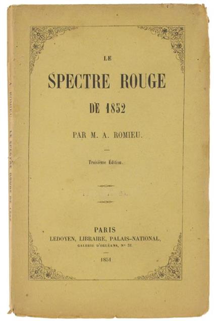 Le Spectre Rouge De 1852 - Auguste Romieu - copertina