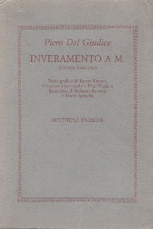 Inveramento a M. Poesie 1980-1983 - Piero Del Giudice - copertina