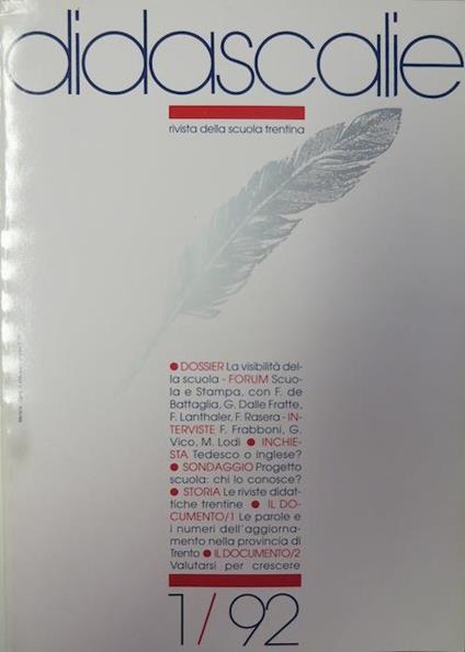 Didascalie: rivista della scuola trentina. Rivista mensile - Giorgio Tonini - copertina