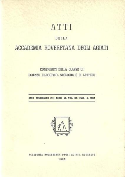 Atti della Accademia roveretana degli agiati. Serie IV - copertina