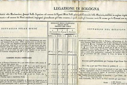 Scandagli relativi alla Panificazione. Bologna Pane Editti. Circolare 11565: legazione di Bologna - copertina
