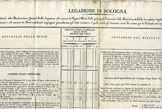 Scandagli relativi alla Panificazione. Bologna Pane Editti. Circolare 11565: legazione di Bologna - copertina