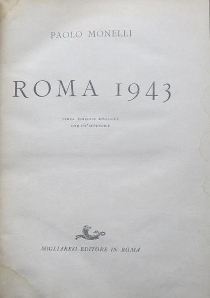 Roma 1943 - Paolo Monelli - copertina
