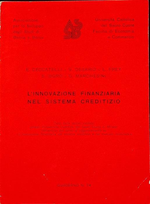L’innovazione finanziaria del sistema creditizio - E. Ceccatelli - copertina