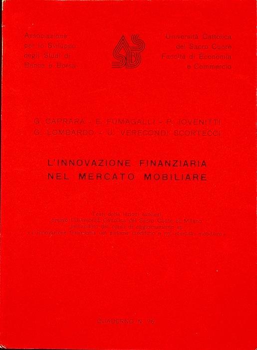L’innovazione finanziaria nel mercato mobiliare - Giordano Caprara - copertina