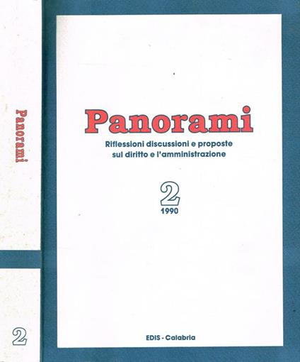 Panorami. Riflessioni Discussioni E Proposte Sul Diritto E L'Amministrazione N.2 1990 - copertina