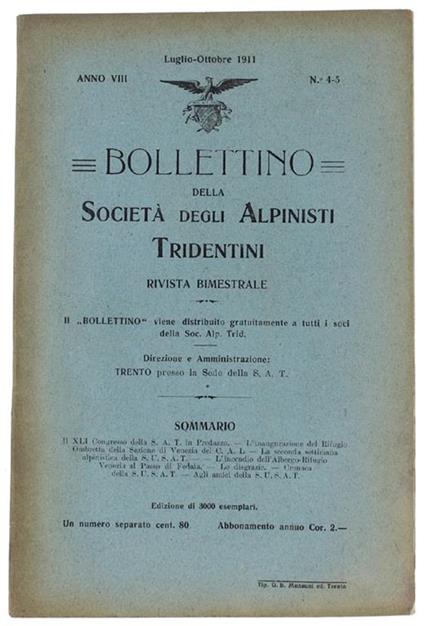 Bollettino. Anno Viii - N.4-5, Luglio-Ottobre 1911 - copertina