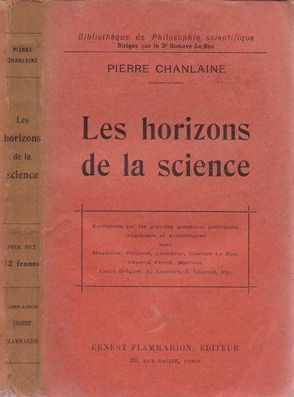 Les horizons de la science - Pierre Chanlaine - copertina