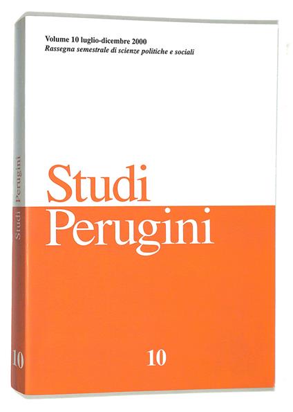 Studi perugini. Rassegna semestrale di scienze politiche e sociali. Volume 10 luglio-dicembre 2000 - copertina