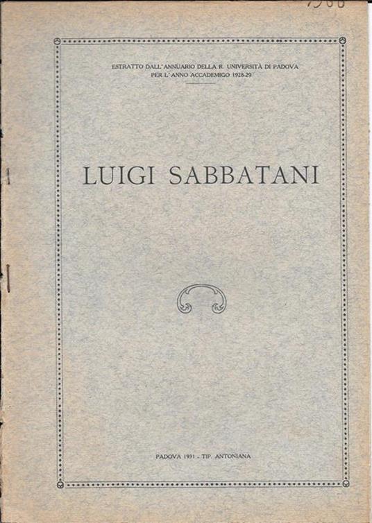 Luigi Sabbatani - copertina
