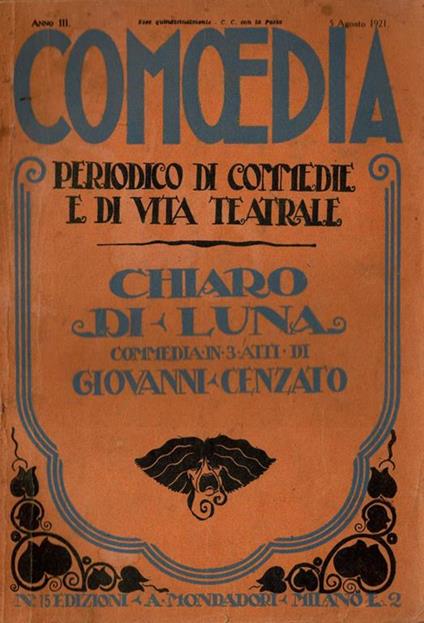 Chiaro di luna - Commedia in 3 atti - Giovanni Cenzato - copertina