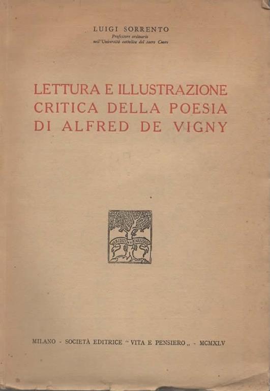 Lettura e illustrazione critica della poesia di Alfred de Vigny - Luigi Sorrento - copertina