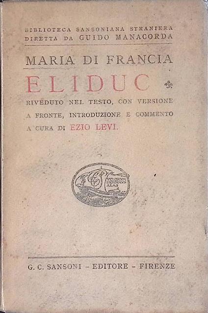 Eliduc - Maria Di Francia - copertina