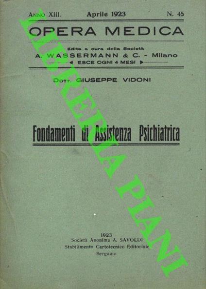 Fondamenti di Assistenza Psichiatrica - Giuseppe Vidoni - copertina