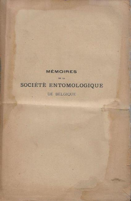 Mémoires de la société entomologique de Belgique Vol XXI - copertina