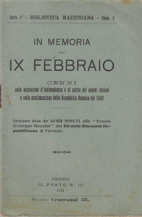 In memoria del IX febbraio - copertina
