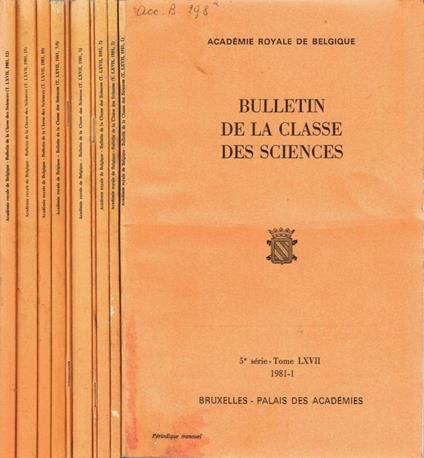 Bulletin de la classe des Sciences - copertina