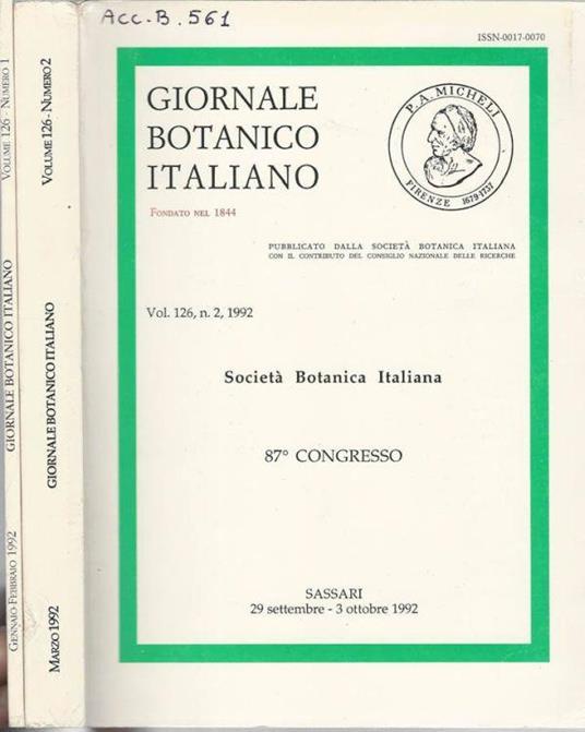Giornale Botanico Italiano Annata 1992 (Gennaio-Marzo) - copertina