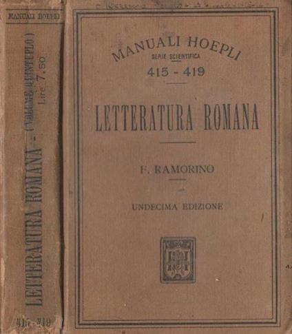 Letteratura Romana, Vol. Quintuplo - Felice Ramorino - copertina