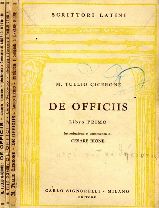 De officIIs - M. Tullio Cicerone - copertina