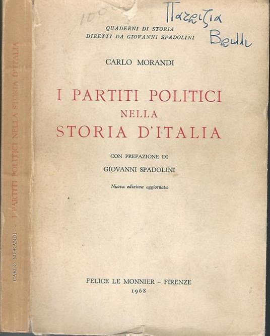 I partiti politici nella storia d'Italia - Carlo Morandi - copertina