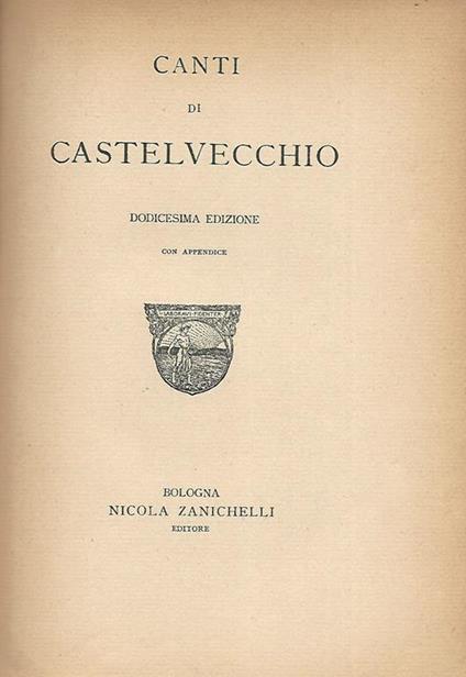 Canti di Castelvecchio - Giovanni Pascoli - copertina