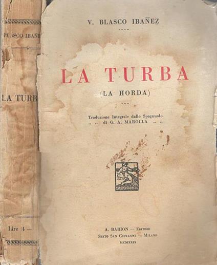 La Turba - Vicente Blasco Ibáñez - copertina
