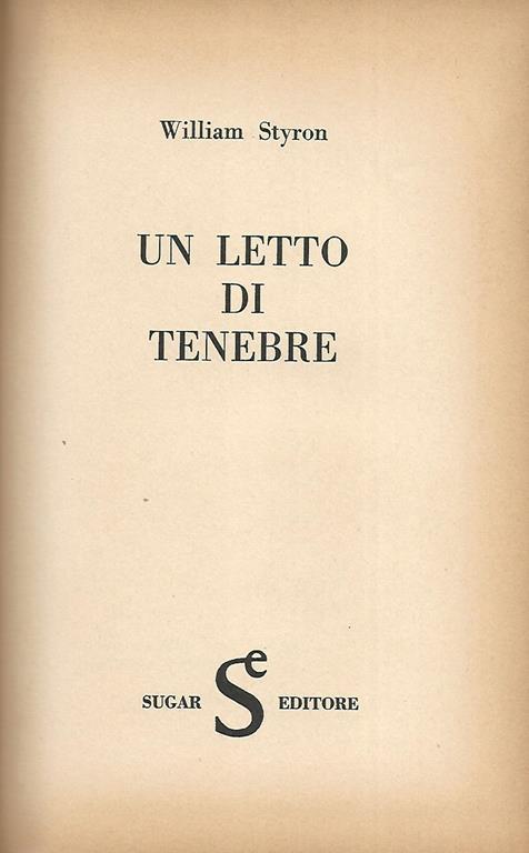 Un letto di tenebre - William Styron - copertina