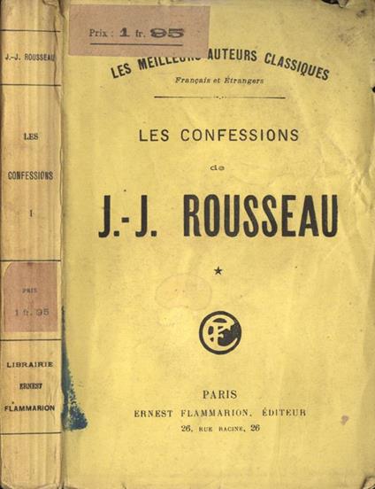 Les confessions Vol. I - Johann J. Winckelmann - copertina