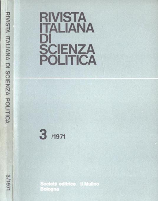 Rivista italiana di scienza politica Anno I n. 3 - copertina