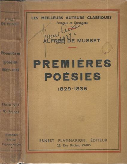 Premières poésies. 1829-1835 - Alfred de Musset - copertina