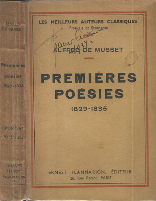 Premières poésies. 1829-1835 - Alfred de Musset - copertina