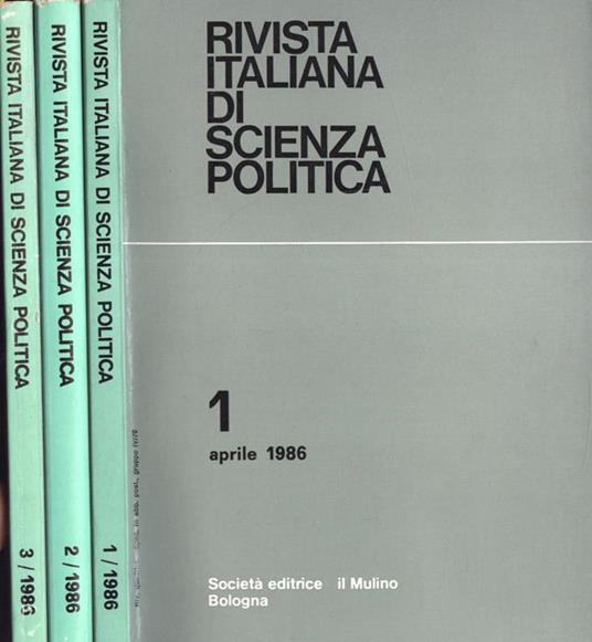 Rivista italiana di scienza politica Anno 1986 n. 1 - 2 - 3 - copertina