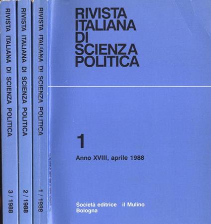 Rivista italiana di scienza politica Anno 1988 n. 1 - 2 - 3 - copertina