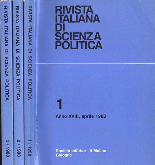 Rivista italiana di scienza politica Anno 1988 n. 1 - 2 - 3 - copertina