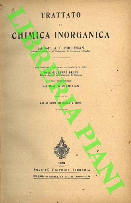 Trattato di chimica inorganica - A. F. Holleman - copertina