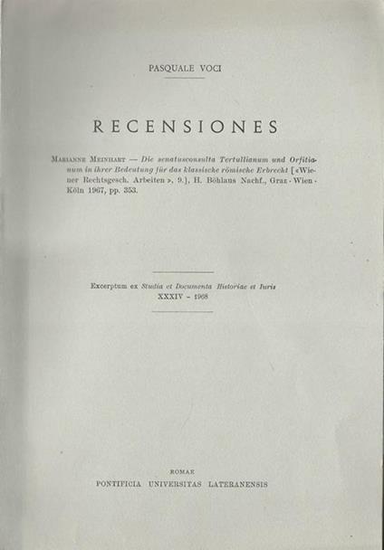 Recensiones - Pasquale Voci - copertina