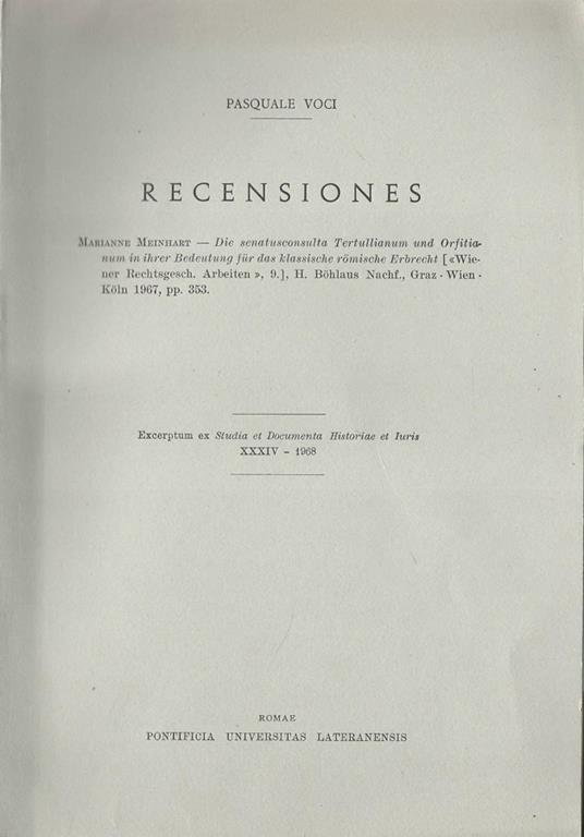 Recensiones - Pasquale Voci - copertina