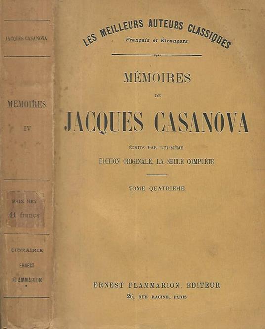 Memoires de Jacques Casanova Tomo IV - copertina