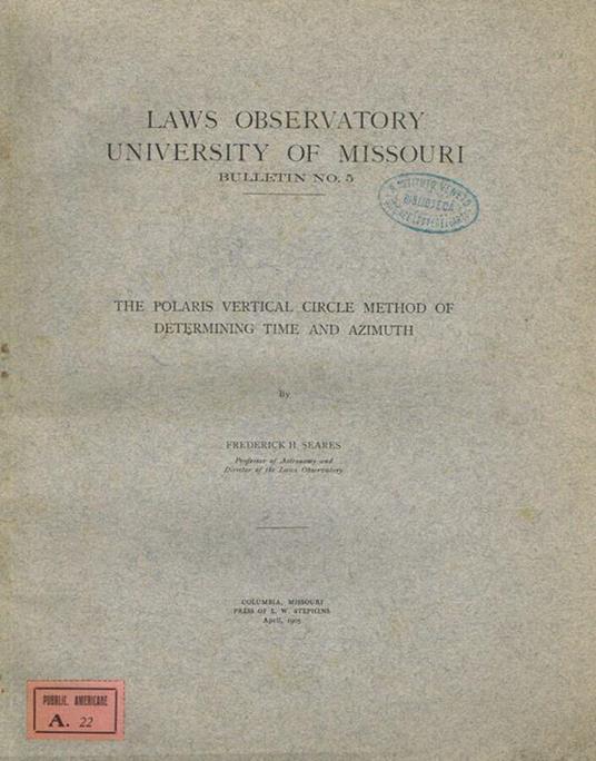 Laws observatory university of Missouri - copertina