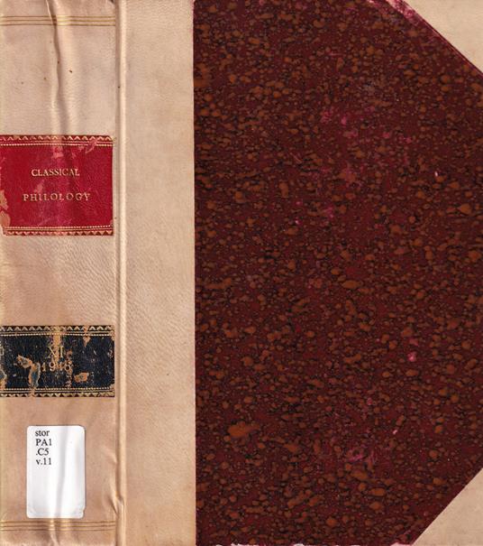 Classical Philology, numero XI, anno 1916 - copertina