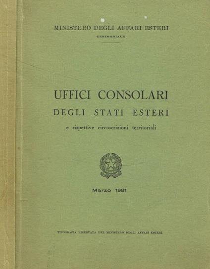 Uffici consolari degli stati esteri e rispettive circoscrizioni territoriali - copertina