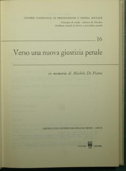Verso una nuova giustizia penale - copertina