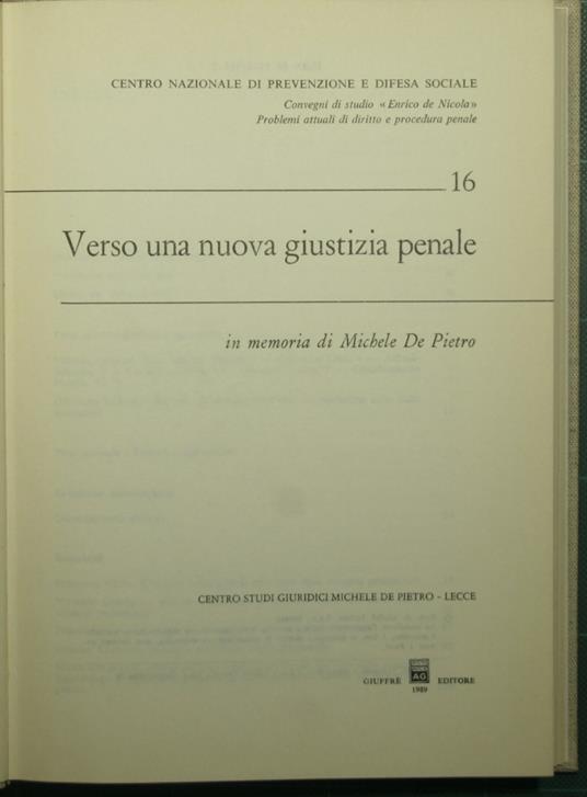 Verso una nuova giustizia penale - copertina