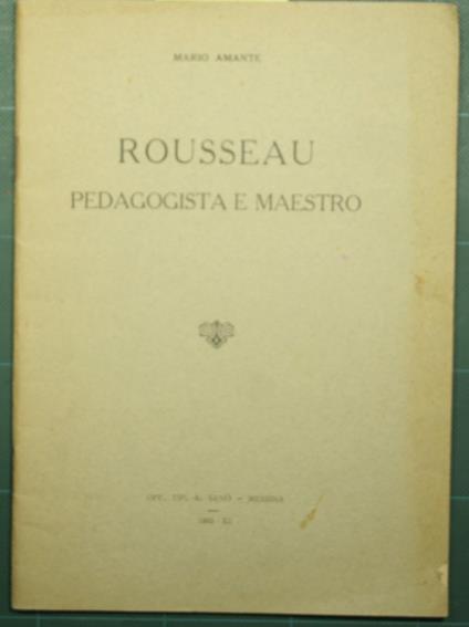 Rousseau pedagogista e maestro - copertina