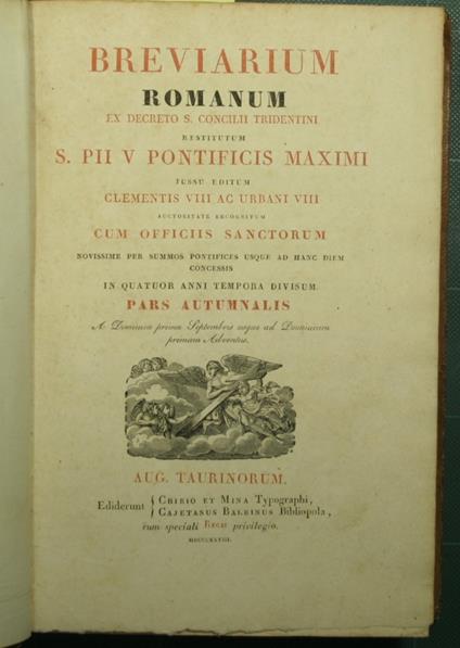 Breviarium Romanum ex decreto S. Concilii Tridentini - Pars autumnalis - copertina