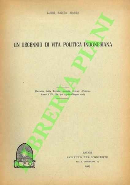 Un decennio di vita politica indonesiana - copertina
